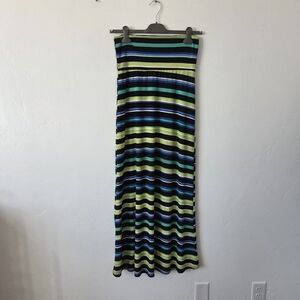 Moa Striped Maxi Skirt Foldover Waist Y2K Comfy Hippie Gypsy Modest Medium
